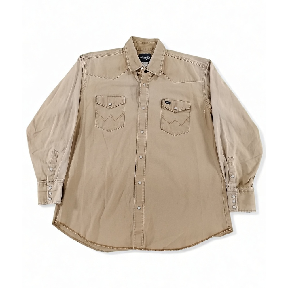 Wrangler Western Shirt 2XT Cotton Pearl Snap Cowboy Workwear Rustic Minimalist